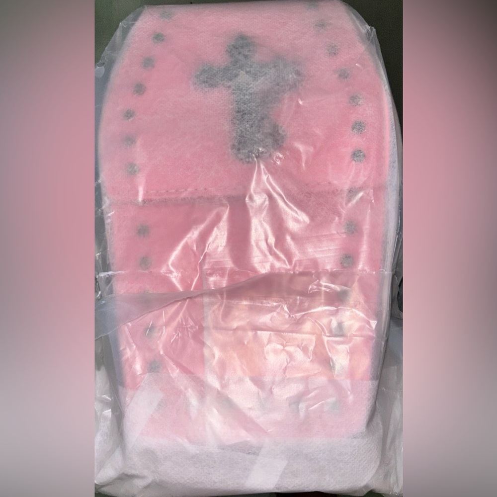 NWT - EASTER Baby Pink Cross Accent Purse - Coffin Shaped Bag - Picture 11 of 12